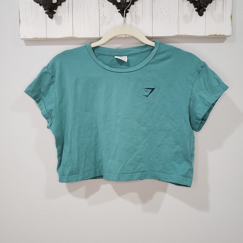 Gymshark Sol Lift Crop Tee Teal Short Sleeve Cropped Workout Top Womens S